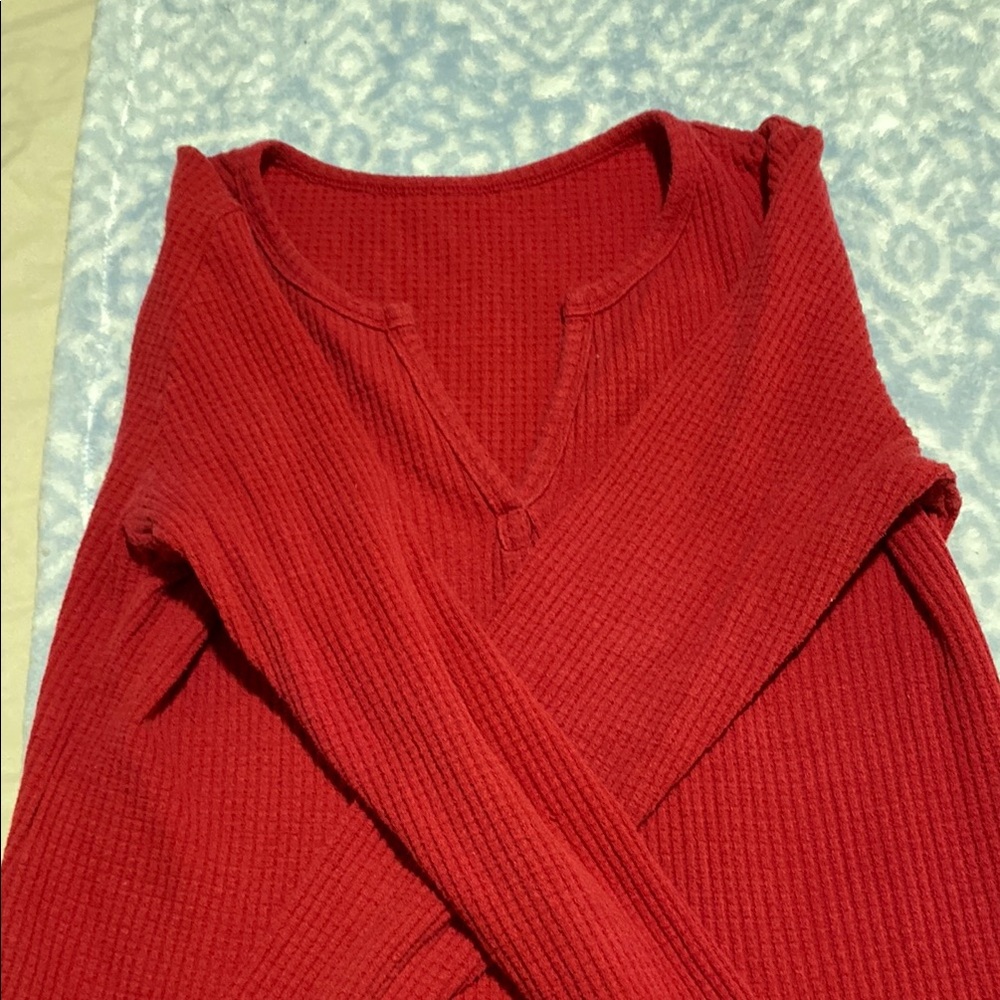 Red Ribbed Knit Sweater